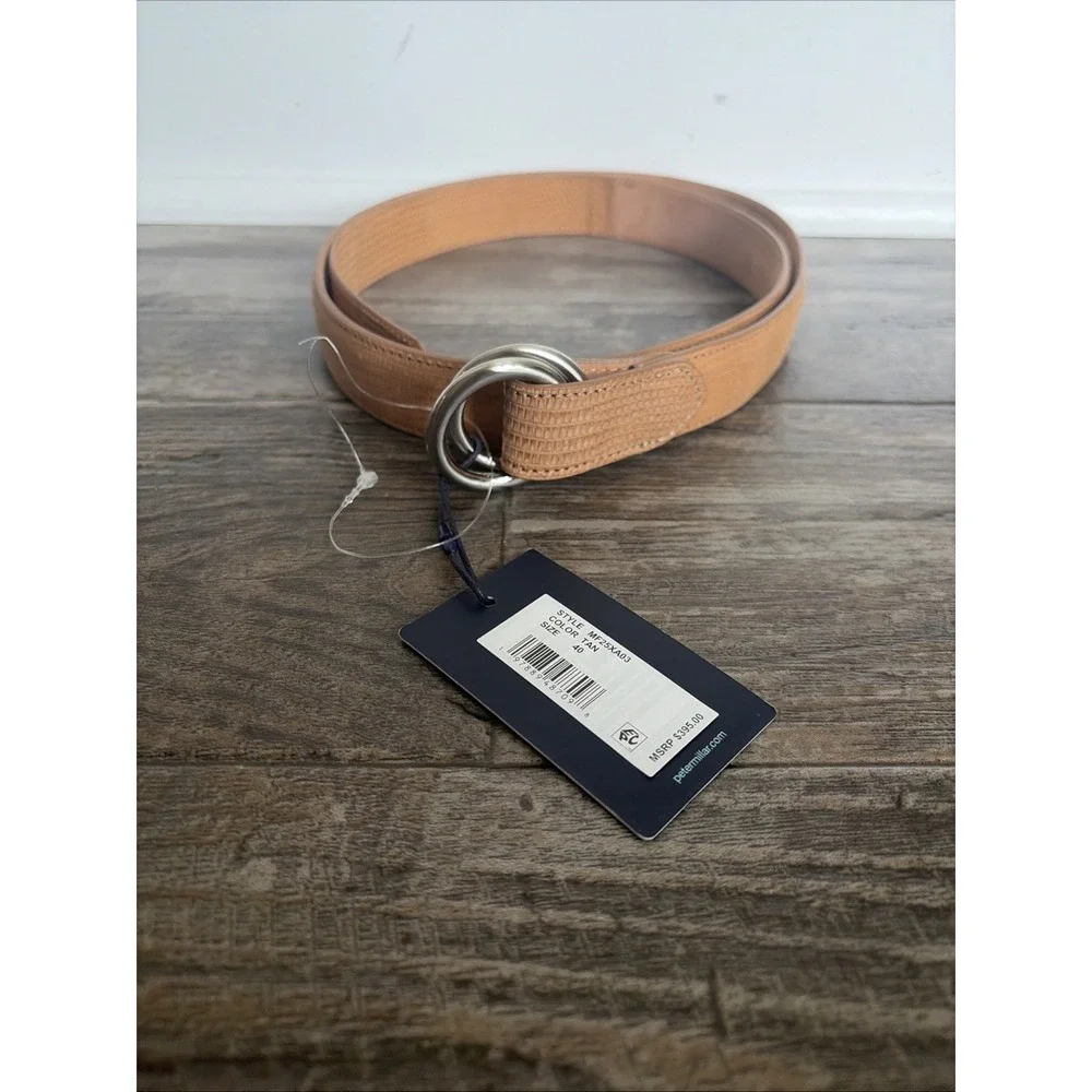 NWT PETER  MILLAR Crown Crafted Genuine Lizard Leather O-Ring Belt Size 40 $395